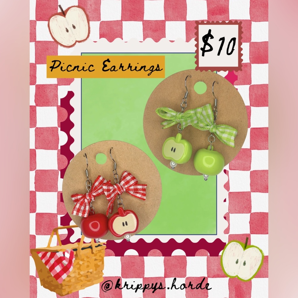 Apple-Themed Picnic Earrings